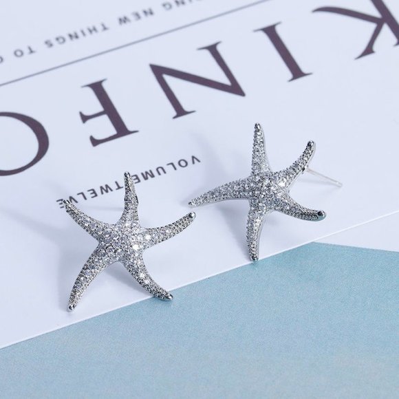 Vivid Starfish Full Zircon Stud Earrings for Women, EVGG1038 - Picture 8 of 8